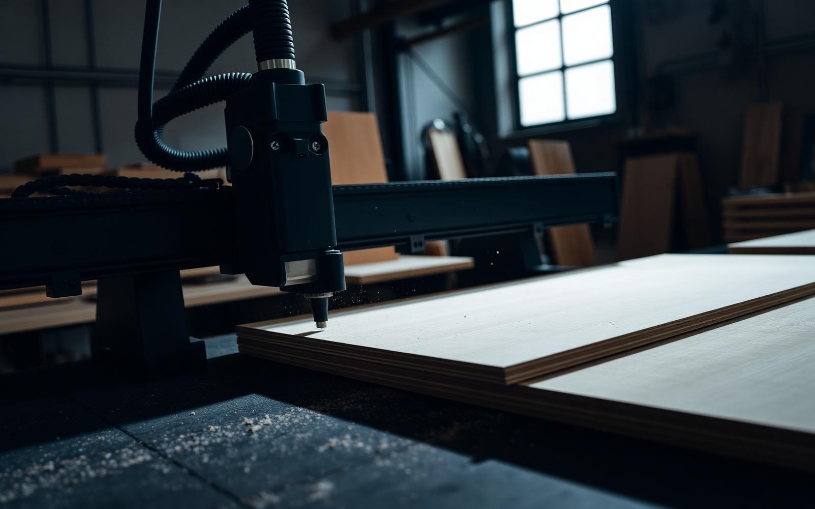 Router CNC mecanizando una placa de MDF en el taller de CNC-Studio
